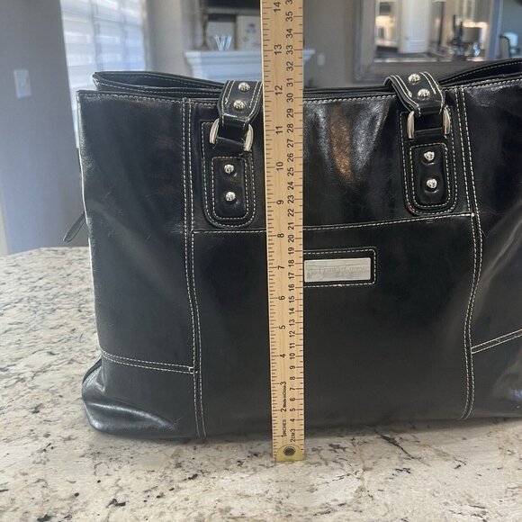 Franklin Covey Black Laptop Briefcase Triple Gusset Bag Tote+ Wallet Organizer - Picture 7 of 16